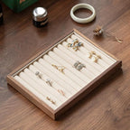 12-Line Black Walnut Wooden Jewelry Tray with Velvet Lining - Premium Ring & Earrings Storage Organizer for Drawers, Luxury Jewelry Display Tray, Elegant Jewelry Organizer for Women