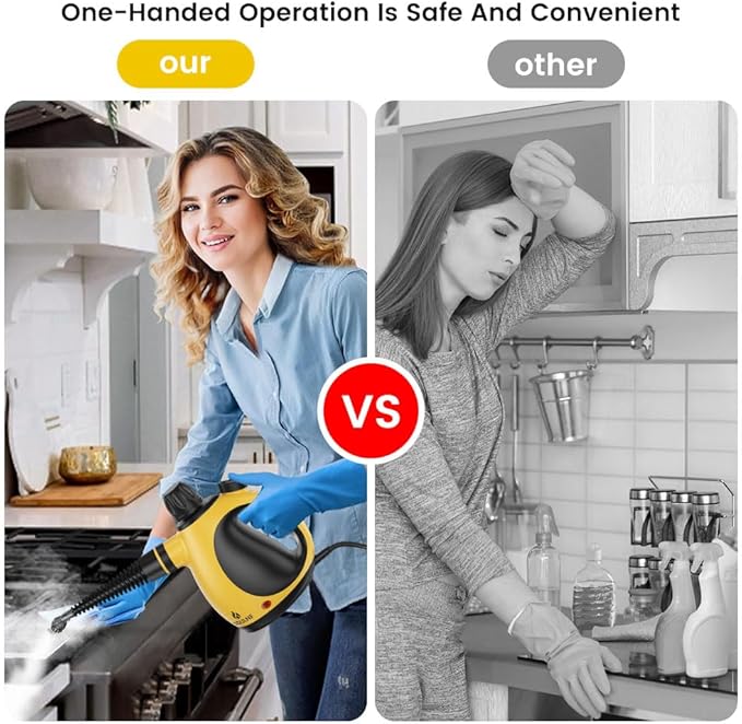 Handheld Steam Cleaner, Pressurized Steam Cleaner, Multi-Purpose Powerful Home Use Steamer for Cleaning, Car, Bathroom, Shower, Upholstery