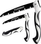 7 Inch + 10 Inch Folding Saw, Pruning Hand Saw for Wood Cutting, Garden Pruner with SK5 Curved Blade, Foldable Handsaw for Tree Trimming, Camping, Gardening and Carpentry