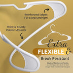 Our Modern Space 200 Pack Plastic Hanger for Shirt Pants Coats Dresses Skirts Suits Jackets - Standard Thick Coat Hanger - Sturdy & Durable Design with Shoulder Grooves Hook - White