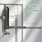 2 Pack Over The Door Hanger Folding Clothes Drying Rack,Fit Door up to 1-3/4" Optimal,Collapsible Foldable Hanging Coat Rack w/Retractable Rod,Clothing Hanger Hook for Laundry Room (Gun Gray)