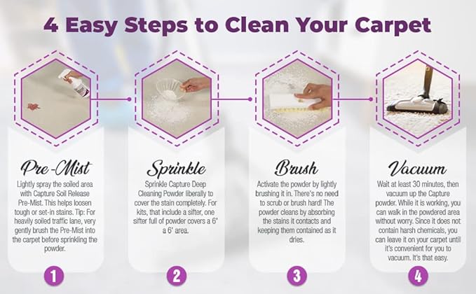 Capture Carpet & Rug Dry Cleaner w/Resealable lid (4 Pound) Pre-Mist Soil Release Carpet Cleaning Pre Spray (2 Pack) Bundle