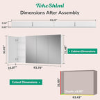 TokeShimi 64x32 Bathroom Medicine Cabinet with Mirror Tempered, Aluminum White Mirrored Medicine Cabinet Recessed or Surface Mount with Adjustable Storage Metal for Modern Farmhouse