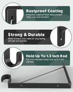Supforce 4 Pack Closet Rod Bracket, Heavy Duty Closet Rod Support with Rod Holder, Wall Mounted Closet Shelf Brackets with Triangle Stabilizing Design for Closet, Bathroom and Kitchen, Black