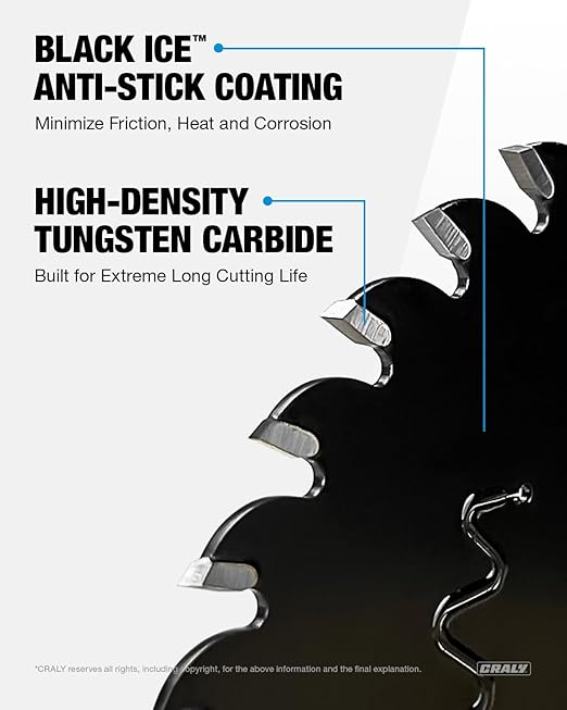 CRALY 4-1/2 Inch 36 Teeth Fine Finish Wood Cutting Circular Saw Blade, 3/8 Inch Arbor, Carbide Tipped, Thin Kerf, Black Ice™ Coating, for Plywood, MDF, OSB, Laminated, 2-Pack(C0436FF-2)