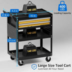 5 -Tier Heavy Duty Rolling Tool Cart on Wheels with 2 Lockable Drawers, Pegboard & Locking Wheels, 400Lbs Capacity Mobile Garage Storage Organizer for Mechanics, Workshop