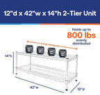 Shelving Inc. 12" d x 42" w Chrome Wire Shelving with 2 Tier Shelves, Weight Capacity 800lbs Per Shelf