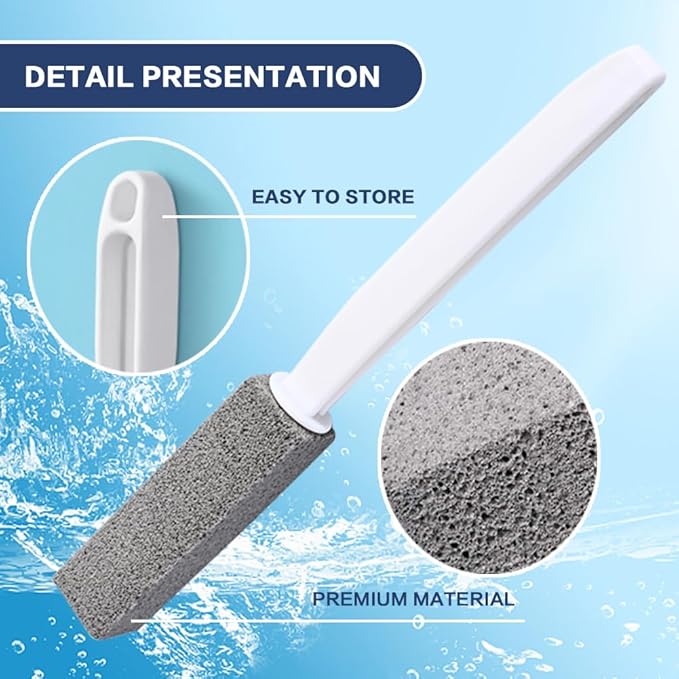 2 Pack Pumice Stone Toilet Bowl Cleaner with Handle, Pumice Stone Toilet Brush for Cleaning Limescale Deposits, Hard Water Stains on Toilets, Grills, Tiles