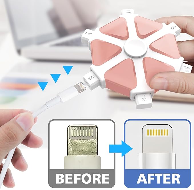 iPhone Cleaning Kit iPhone Cleaner,Charging Port Cleaning Multi-Tool,Phone Lightning Port Repair & Restore Tool,Cell Phone Cleaner for iPad Speakers Earbuds Cable, Pink