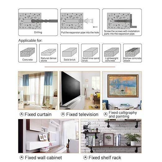 Drywall Anchors Kit 60 pcs 304 Stainless Steel Philips Flat Head Screws and 60 pcs Plastic Anchors for Concrete, Drywall, Brick, and Heavy Hanging Mounting, 3 Size M6 x 30mm/ 40mm/ 60mm