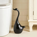 Black Toilet Brush and Holder,Cute Bathroom Decor Ceramic Toilet Bowl Brush Holder Household Cleaning Tool for Bathtub