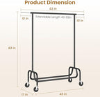 Clothes Rack with Wheels, Rolling Clothing Rack with Shelf, Heavy Duty Clothes Racks for Hanging Clothes, Metal Standing Garment Racks, Black