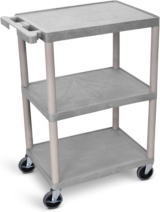Luxor HE34 Utility Cart (Pack of 10) 3 Shelves Structural Foam Plastic - Gray