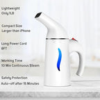 Handheld Garment Steamer for Clothes, Portable Clothes Steamer Remove Wrinkle, 180ml Water Tank, 12 minutes Continuous Steam, 2.3 meter Cord, Ideal for ALL Fabrics, One button Design (Light White)