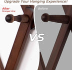 SCUNDA Hat Rack for Wall, Expandable Wall Hat Holder with 16 Hooks, 16 inch Wooden Wall Hook for Baseball Caps,Cowboy, Bag,Hoodie(Brown)