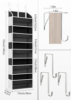 TAHAVICE 2 Pack Over The Door Storage Organizer with 5 Pockets 10 Mesh Side Pockets, 44 lbs Weight Capacity Door Hanging Organizers and Storage for Bedroom,Bathroom,Nursery,Pantry,Dorm(Black)