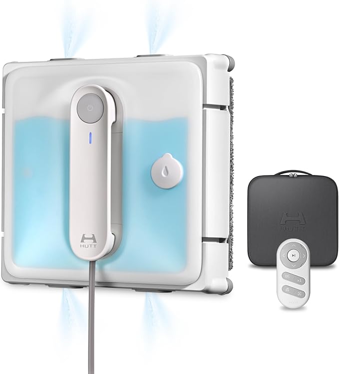 Auto Window Cleaning Robot W9 with 4 Water Spray, Upgraded 3 Pressure Compartments, 3800Pa Suction Power, Anti-Falling and Edge Detection Sensors, for High-Rise Windows, Tiles and Glass