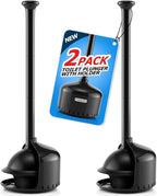 2Pack Toilet Plunger with Holder，Plungers for Bathroom with Holder, Toilet Plunger with Cover，Bathroom Plunger，Bathroom Decor，Toilet Bowl Cleaners,Bathroom Accessories，Black(19inch)