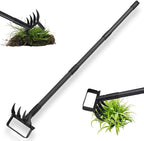 Hula Garden Hoe and 4 Tines Rake 2-in-1 Garden Tool for Weeding, Garden Cultivator with 62.6" Adjustable Long Handle Heavy Duty Weed Puller Stirrup Hoe for Ditching, Seeding, Loosening Soil