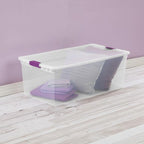 Sterilite 4-Pack 110 Quart ClearView Latch Box, Stackable Organizer Bins with Latching Lids - Clear Plastic Organization Containers for Closet, Bedroom, Shelving Units and Everyday Home Storage