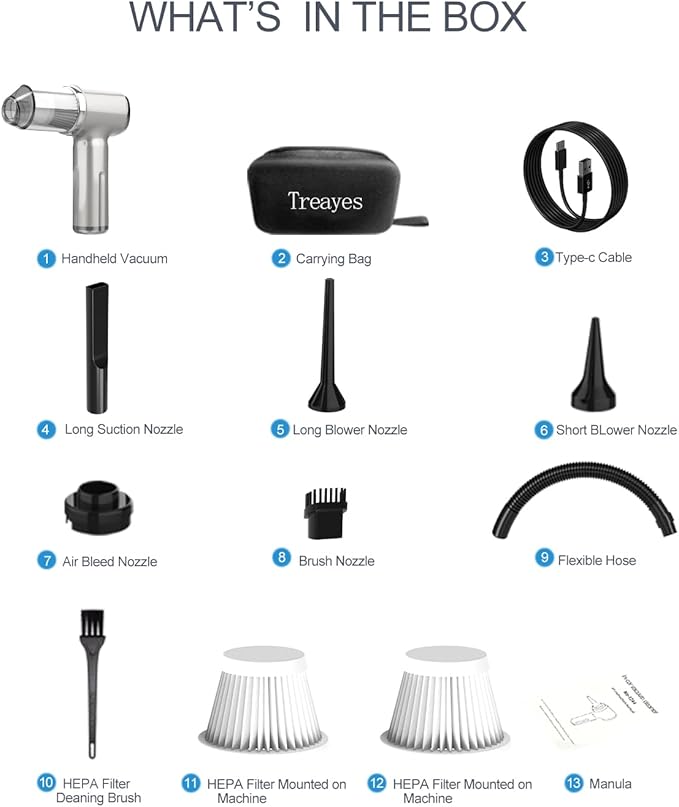 Handheld Car Vacuum Cleaner High Power,4-in-1 Small Portable Mini Cordless Brushless Motor Cleaner with 22000pa Suction Power & Air Duster,Type-C Charge,Cleaner for Home,Car(Mysterious Silver)