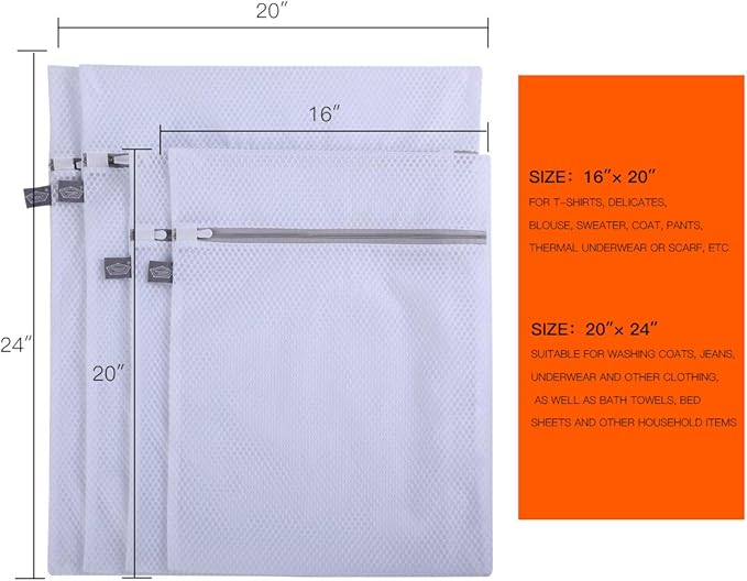 Kimmama Laundry Bags Mesh Wash Bag, Lingerie Bags for Washing Delicates, Net Washer Sack with Zipper, Dryer Pouch for Cleaning and Drying Cloths, Garment, Sweater, Bra, Pant, Sock, Toys, Bedcover