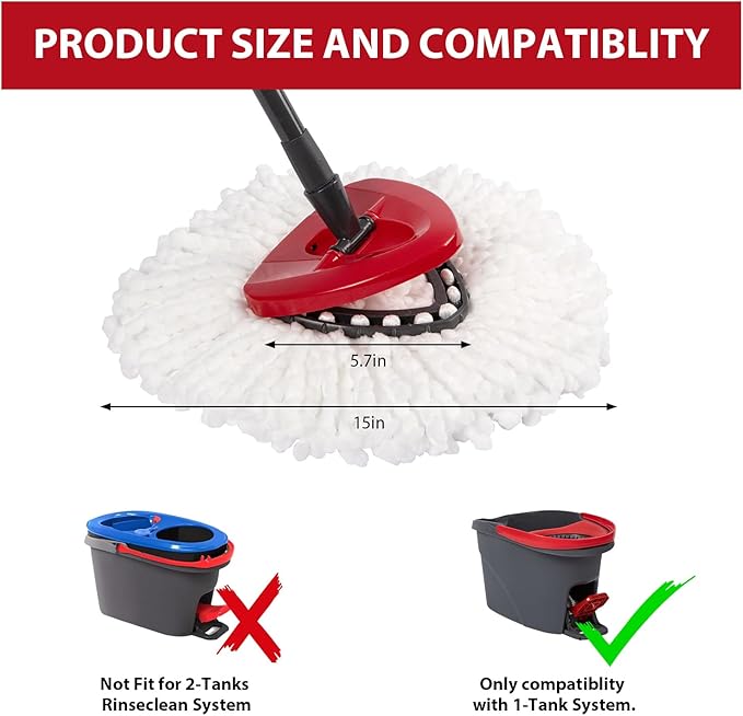 5-Pack Mop Replacement Heads for Ocedar Mop Replace Head EasyWrin Spin Mop Heads Replacements, Easy Cleaning Mop Head Replacement