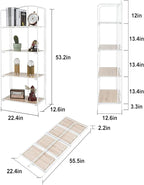 Crofy No Assembly Folding Bookshelf for Living Room, 4 Tier White Collapsible Book Shelf for Home Office, Portable Bookcase Storage Organizer
