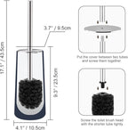 Toilet Brush and Holder, 2 Pack Toilet Brush with 304 Stainless Steel Long Handle, Toilet Bowl Brush for Bathroom Toilet-Ergonomic, Elegant,Durable (Blue)