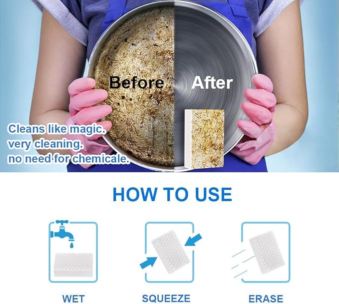 SmilePowo 12 Pack 2X Density, Extra Large Magic Cleaning Sponges Eraser,Melamine Sponge Foam Cleaning Pads- Bathroom, Floor