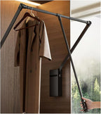 Pull Down Closet Rod for Hanging Clothes, Retractable Wardrobe Hanger for Cabinet Inside Width 21.6"~26", Aluminium alloy Tubing with Plastic Housing, 44 lb Weight Rating