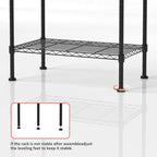 4 Tier Shelving Unit, 176 LBS Per Shelf Height Adjustable Narrow Storage Shelves, Heavy Duty Metal Garage Metal Shelves for Kitchen, Restaurant, Pantry, Laundry, Black