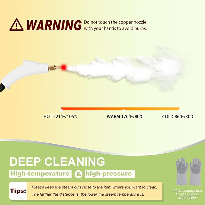 Steam Cleaner,15s Heat-Up,1.4L Tank,Steamer for Cleaning with 10 pcs Accessories,Multi-2500W High Temperature and Pressure handheld steamer,Steam Clea (2-White)