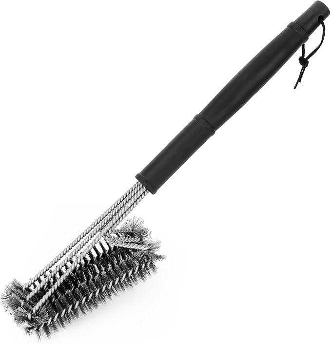 BBQ Grill Cleaning Brush, Stainless Steel Barbecue Brush with 18in Handle Wire Bristles Brush for Grill Cooking Grates