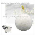 Three by Three Seattle Felt·Like·it!™ XL Wool Dryer Balls + Storage Bin: Reduce Drying Time, Static Cling, and Energy Use | Natural Alternative to Fabric Softeners | (Pack of 3 White Dryer Balls)