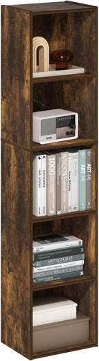 Furinno Pasir 5-Tier Open Shelf Bookcase, Bookshelf, Amber Pine