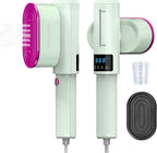 Portable Travel Steamer for Clothes, Fast Wrinkle Remover Garment Steamer for Home & Travel, 2-in-1 Iron & Steam with 90°Rotatable Head, Handheld Iron Steamer with LCD Temperature Display