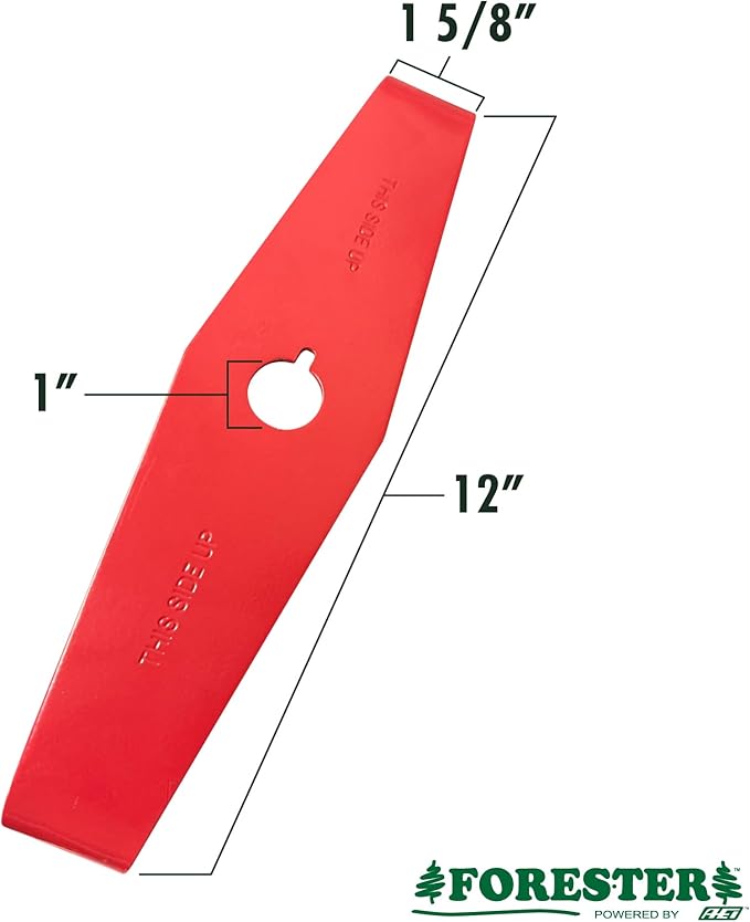 FORESTER 12" Universal Mulching Blade - Brush Cutter Blade for Weedeater | Tapered Steel Brushcutter Attachment | Fits 1" and 20mm Arbor