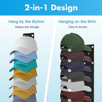 2 Pack Hat Organizer for Baseball Caps,Hat Rack for Wall with Strong Adhesive Hold up to 18 Hats，Over The Door Organizer for Closet Door and Bedroom (Black)