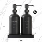 Black Soap Dispenser Bathroom Set, Soap and Lotion Dispenser Set with Stainless Steel Pump, Perfect for Bathroom Decor. (Black)