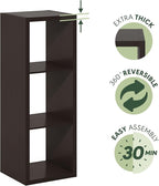 Furinno Cubicle Open Back Decorative Cube Storage Organizer, 3-Cube, Black Dark Oak