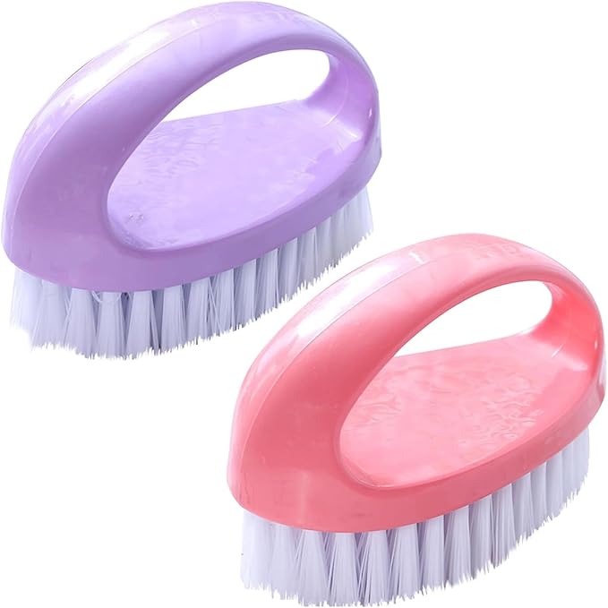2 Pack Scrubbing Brushes for Cleaning, Heavy Duty Scrub Brush Nylon Stiff Bristles,Scrubber Cleaner Brush for Bathroom,Showe,Sink,Kitchen,Bathtub,Floor,Multi-Purpose Cleaning Brush -Small Size