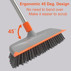 BITOPE Floor Scrub Brush with Long Handle, Heavy Duty Deck Scrubber with Stiff Bristles,Garage Concrete Cleaner Tool for Cleaning Tile Patio Outdoor Porch Indoor Kitchen Shower Bathroom