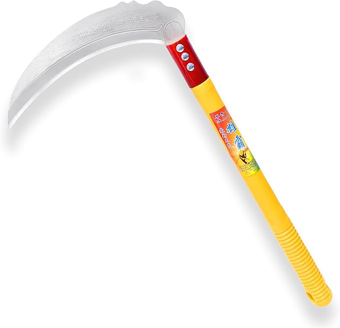 1pce 440mm/17.32in Carbon Steel Billhook Brush Clearing Sickle for Grass,Weeding Tools for Garden,Curved Sawtooth Sickle,Machete Axe for Cutting Trees,Steel Blade Knife in Hand