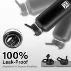 DYSANKY 32 oz Insulated Water Bottle | Thickened Stainless Steel Vacuum Metal | Portable Sports Water Jug for Gym and Hiking with Straw, Carrier Bag, Handle Strap | BPA-Free 32 oz, Black