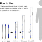 ITTAHO Window Washing Kit with Extension Pole, 10" Squeegee & 11" Microfiber Scrubber Combi with Stainless Steel Pole, Window Cleaner for Car, Sliding Door,Shower Glass Door-Swivel Style-2 Pads