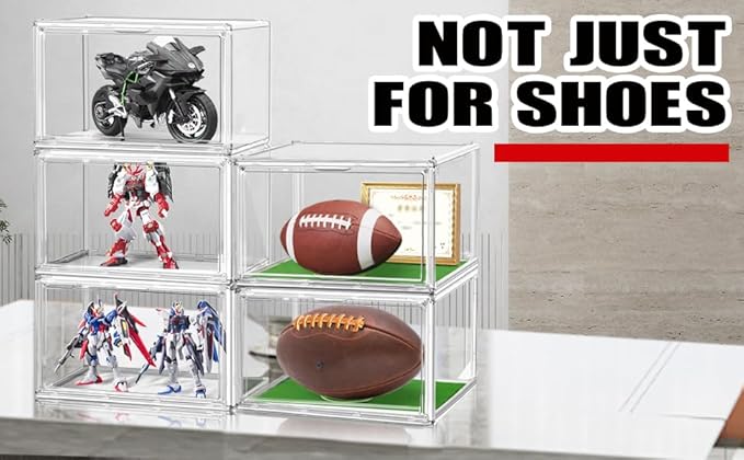 1 Pack Clear Shoe Organizer for Closet Shoes Storage Box for Sneakerheads Plastic Stackable Sneaker Display Case Storage Bins with Lids,Size 14