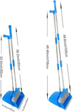 Extendable Long Handle Broom and Dustpan Set, Stainless Lightweight Upright Standing Broom and Dustpan Combo for Kitchen Lobby Office Living Room Household Indoor or Outside (Light Blue)