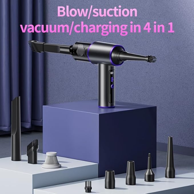 Upgrade 4in1 Greenlight Dust Detection Technology Cordless Car Vacuum Cleaner, High Power 15000PA Handheld Vacuum Portable with LED Display, Multi-Nozzles for Car, Home,Office,Camping