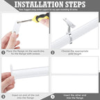 Tandefio Chrome Closet Rod 92 Inch with Oval Closet Rod 6 End Supports for Laundry Room Hanging Clothes Waterproof Shower for Curtains(White)